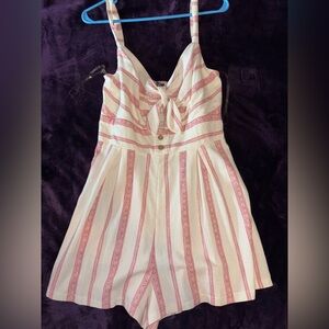 Lily Rose Pink and White Sleeveless Romper
